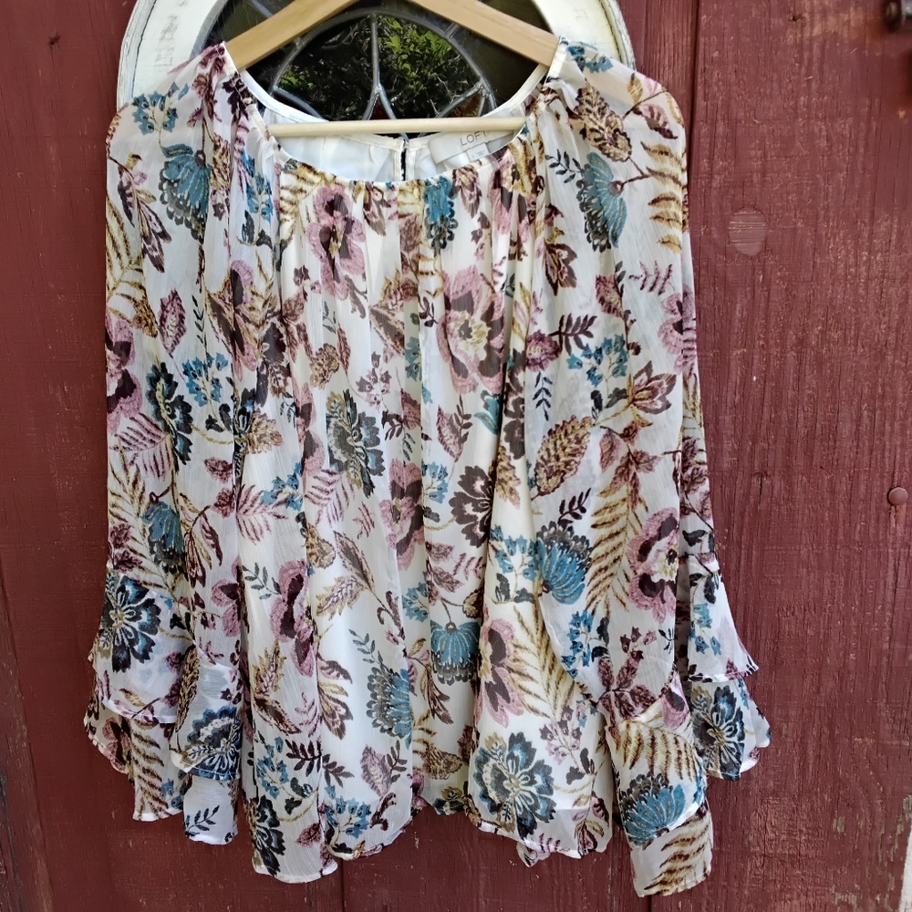 LOFT Multicolor Floral Blouse NWT - Picture 2 of 8